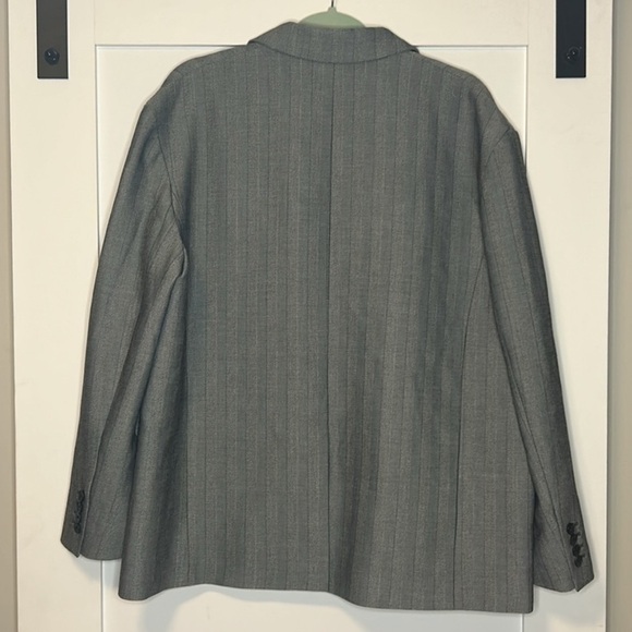 Aritzia Babaton Women’s 2 Atelier Oversized Tailored Blazer Herringbone Gray - Picture 3 of 11